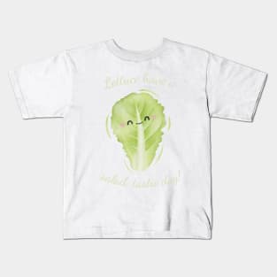 Lettuce Have A Salad-Tastic Day Cute Watercolor Lettuce Leaf Kids T-Shirt